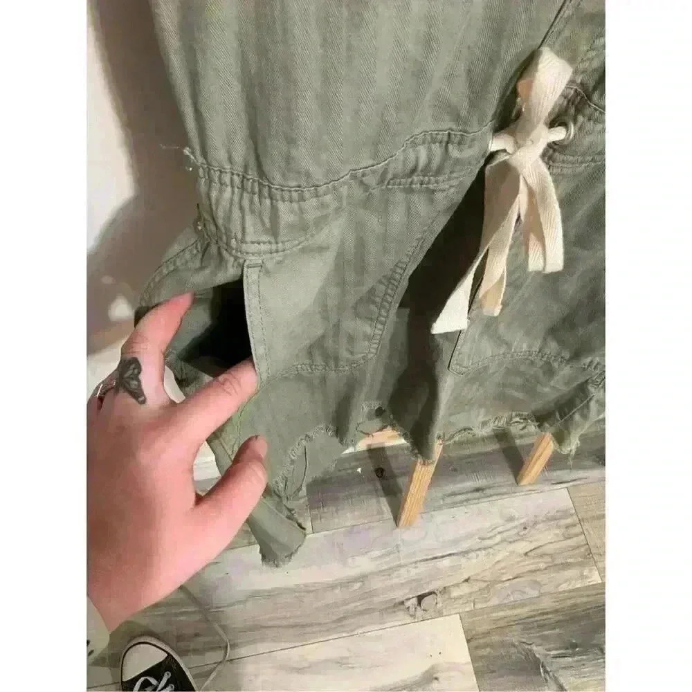 Lucky Brand Drawstring Dress, Women’s Size XS Frayed Hem Above the Knee, Aviator - Picture 6 of 12